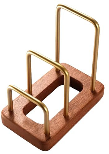 Piceioep Space Saving Cutting Board Holder With Nonslip Wooden Base Countertop Storage Rack Chopping Board Organiser Stand