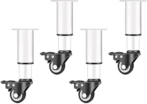 DYPJHEO Lot de 4 Pieds de Meuble Réglables et Pivotants roulettes Universelles avec Freins pour Pieds de Table, Mobiles Pieds de Table Coulissants et Rotatifs, Charge 200 kg