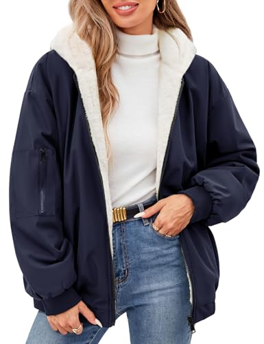 Vancavoo Veste Polaire Femme Chaude Manteaux à Capuche Hiver | Blouson Court Zippé avec Poignets Côtelés et Poches sur les Deux Faces pour un Usage Quotidien