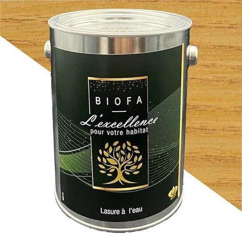 Lasure à l'eau Biofa 10L - pour bois intérieur et extérieur - Faible en COV (Chene Clair)