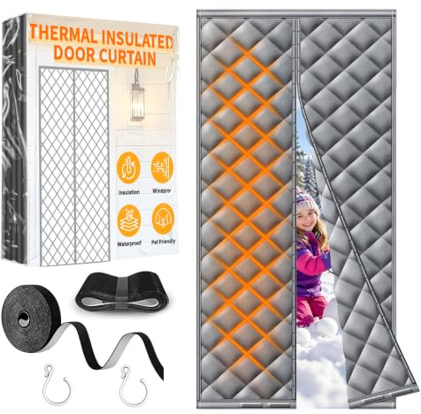 HOFUDON Türvorhang Kälteschutz 100x200 cm, Magnet Wärmeschutzvorhang Tür | Dicker Oxfordstoff mit starken Magneten, Wasserdicht, Winddicht, Thermovorhang Tür ohne Bohren für Balkontür & Haustür