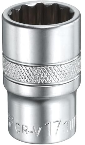 Youzzei 17mm 1/2 Inch Square Drive Socket 12 Point 17mm Metric Socket CR-V | Chrome Vanadium Steel 17mm Socket, 12 Point Design, 1/2 Square Drive, For Auto Repair, Mechanical Maintenance, DIY, Durable