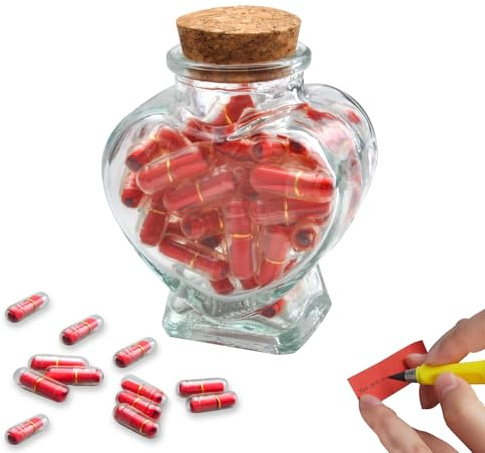 DAWRIS 50PCS Love Capsule Letters Message Pills -Romantic Boyfriend Gifts Cute Anniversary, Birthday, Valentines Gift for Boyfriend/Girlfriend, Emotional Love Letter, Paper Message in a Bottle