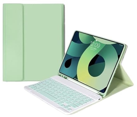 NFQZAWSKX HongHeFu Tablet Zubehör, QWERTY-Magnettastatur-Schutzhülle, geeignet for iPad Air 6 2024 11 Zoll, universell(Matcha Green+Keyboard)