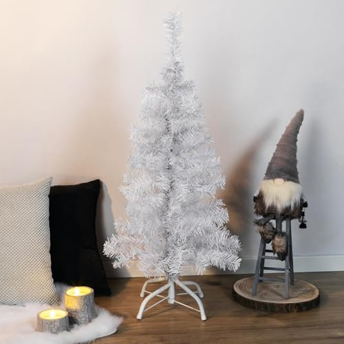 Gravidus künstlicher Weihnachtsbaum Tannenbaum Christbaum 90 cm in weiß inkl. Metallfuß Christbaumständer