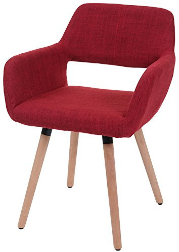 Mendler Esszimmerstuhl HWC-A50 II, Stuhl Küchenstuhl, Retro 50er Jahre Design - Textil, Purpurrot, helle Beine