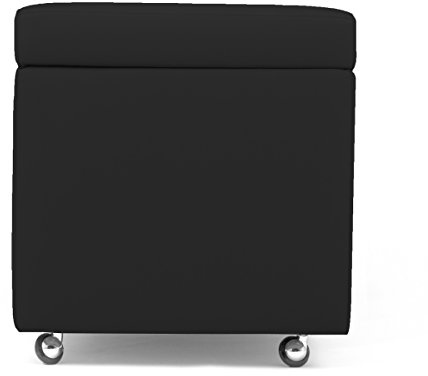 ARKETICOM Pandora Swing Pouf mit Rädern Kunstleder Puff Design 42 x 42 h Schwarz