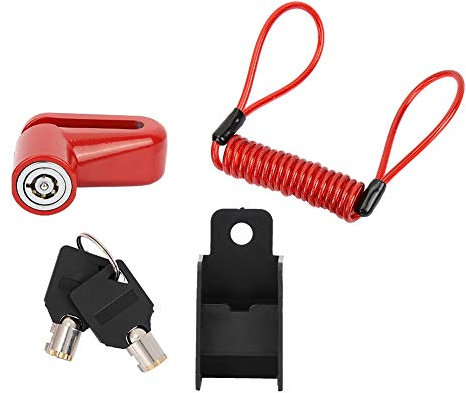MAGT Disc Brake Lock, Professionelle Anti-Diebstahl-Rad-Scheibenbremsen mit Draht Kompatibel mit Xiaomi Mijia M365 Elektro-Scooter-Rot