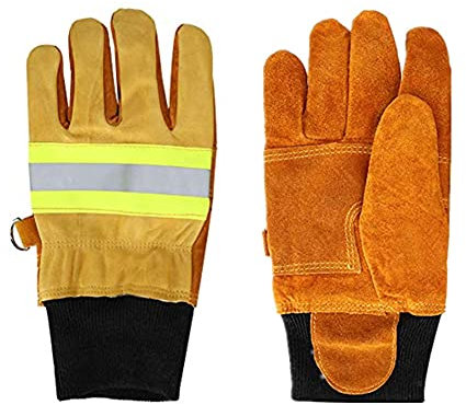 Feuerfeste Handschuhe, Paar Feuerwehrhandschuhe aus EN420-Rindsleder, Hochtemperaturbeständige Handschuhe
