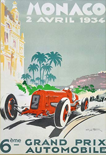 Monaco 6. Grand Prix 1934 Poster Poster, Format 50 x 70 cm, 300 g, Digitaldatei HD möglich