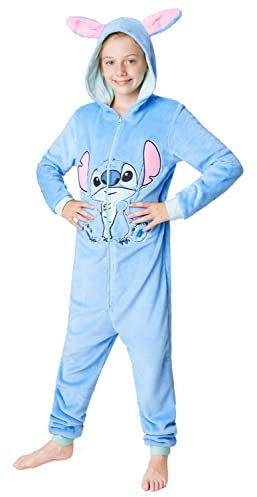 Disney Stitch Costume, Pigiama Intero in Pile Morbido per Bambino Bambina, Kigurumi Pigiama Invernale Unisex Onesie Cosplay, Pigiami Interi Stitch Ufficiale, Regalo Di Compleanno Natale (9/10 anni)
