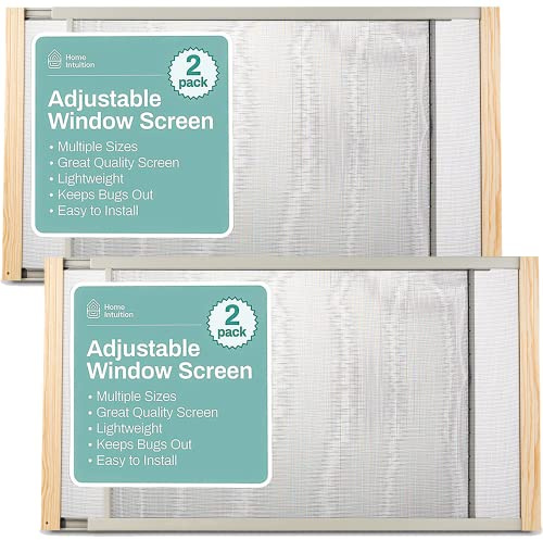 Home Intuition 2-Pack Adjustable Horizontal Window Screen 25-45 inches Wide, 18 Inch High