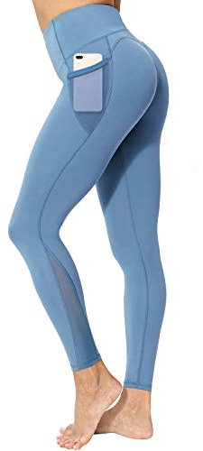 neppein Sport Leggings mit Taschen,Damen High Waist Blickdicht Leggings Sporthose Yogahose Fitnesshose