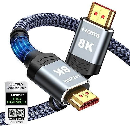 Highwings HDMI Cable, 2M, Grey, Indoor, High Speed, 4.8Gbps, HDMI 2.1, HDCP 2.2/2.3, Compatible with Television, Blu-Ray Player, Gaming Console