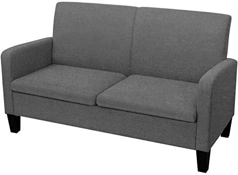 Tidyard 2-Sitzersofa Dunkelgrau 2er Sitzer Sofagarnitur Stoffsofa Couchgarnitur, Couch Holz Sitzmöbel Möbel, 135 x 65 x76 cm