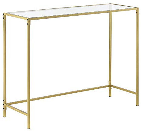 Table Console pour Salon Table d'Appoint Design Plateau en Verre Pieds en Acier 100 x 35 x 80 cm Doré