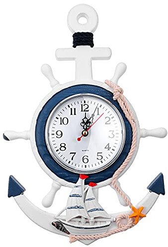 BESPORTBLE Wanduhr Nautischen Uhr Mediterranen Stil Meer Thema Nautischen Schiff Rad Dekoration 1Pcs