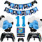 KABAHTOY 11th Birthday Decorations, Gaming Party Decorations, Game Controller Balloons and Blue Black White Balloons, HAPPY BIRTHDAY GAME ON Banner, Gaming Balloons for Boys