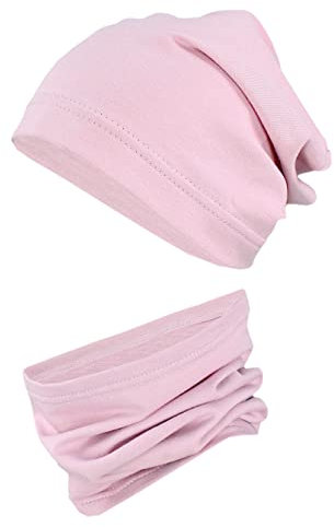 TupTam Kinder Beanie Mütze Schlauchschal Set Übergangszeit, Farbe: Altrosa, Größe: 54-56