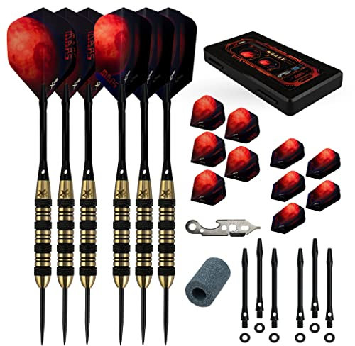 XQ Max Mars, Steel Tip Darts, Dart Set, Ring Grip, SchwarzeDart Flights, Dart Shafts & Dart Tasche