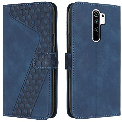 OKZone Kompatibel mit Xiaomi Redmi 9/Redmi 9 Power Hülle, PU Leder Handyhülle Tasche Wallet Schutzhülle Flip Cover Klappbar Stoßfeste Brieftasche Etui mit Magnet Kartenfach TPU Lederhülle (Blau)