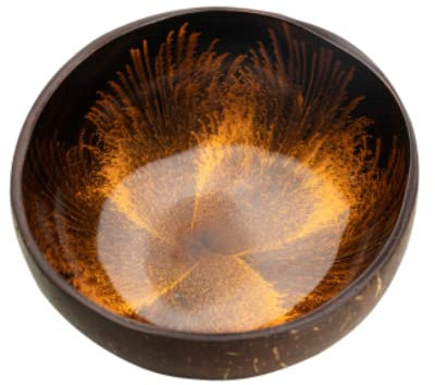 Love Coco - Large Orange Coconut Bowl, Organic Coconut Bowl for Smoothies, Fruits, Cereal & Salads with Food-Safe Lacquer Inside - Decorative Bowl for Decor (Orange)