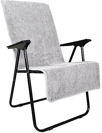 LAYNENBURG 2er-Set Premium Frottee Schonbezug für Gartenstuhl - 100% Baumwolle - Oeko-TEX 100 - Handtuch-Bezug Hochlehner - Stuhl-Bezug mit Umschlag für Camping-, Liege-Stuhl (65x130 cm grau)