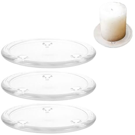 Alipis Glass Candle Plate, Round Transparent Pillar Candle Holder, Candle Holders for Wedding Party Dinner Home Table Centerpiece Decoration, 3PCS