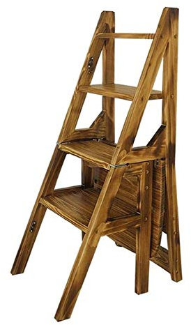 ZAANU Holzhocker, stabile Holzleiter, multifunktionale Holzleiter, Stuhl, verdickter Bibliotheks-Treppenstuhl, tragbare Lichtleiter, Garten-Werkzeugleiter, Loft-Küche