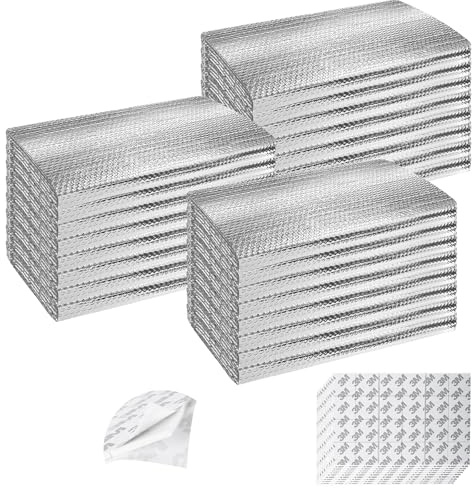 Garage Door Insulation Kit 24P Double Bubble Window Heat Insulation Panels, 6MM 24 x 48 Reflective Aluminum Foil Summer Barrier Insulation Sheets with 240 Adhesive Tapes for Garage Greenhouse Attic