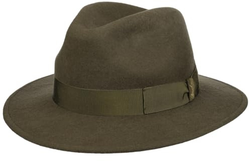 Borsalino Piemonte Traveller Wool Hat Women/Men - Made in Italy Felt with Grosgrain Band, Band Winter Autumn-Winter - 58 cm darkolive