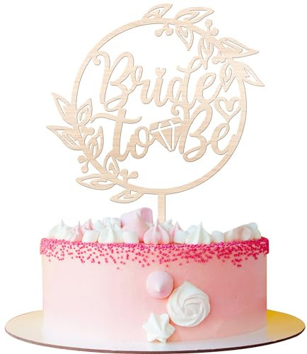 Xsstarmi 1 Packung Bride to Be Cake Topper Holz Hochzeit Verlobung Kuchen Dekorationen Blätter Kranz Diamant Kuchen Pick für Brautdusche Party Dekorationen Supplies