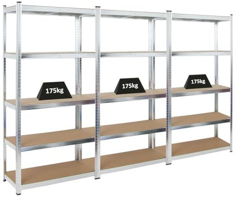 PROREGAL Mega Deal 3X Schwerlastregal Ragnar HxBxT 180x90x40cm mit Fachlast 175kg Verzinkt Garagenregal Kellerregal Werkstattregal Lagerregal Steckregal