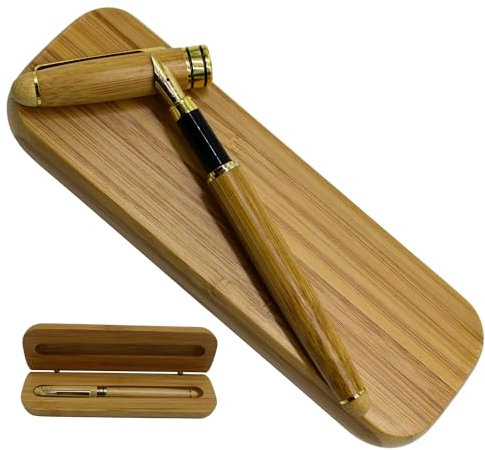 Amore Legno Sforza Stilvoller Füllfederhalter, Geschenkideen für Damen und Herren, Abschlussfeier, Geburtstag mit inspirierenden Sprüchen, Box aus Bambusholz (Natur)