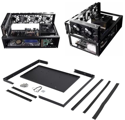 DIY Open-Air-Frame-Computergehäuse, 6 Bis 8 GPU-Mining-Frame, Unterstützt 4 Lüfter, Stahl-Open-Frame-Mining-Rig-Frame-Chassis
