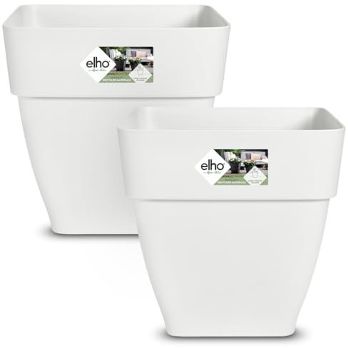 Gardebruk® 2X Pots de Fleurs Vibia Campana Blanc 30x29x29cm Cache-Pot Pot à Plantes Plastique Caisse à Fleurs Jardin