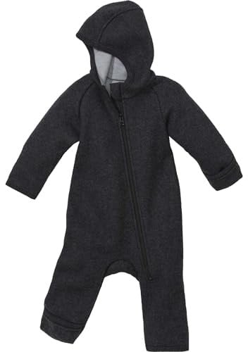 Disana ZIPP-OVERALL Baby & Kinder - 100% Bio-Merino, Wollwalk – atmungsaktiv & angenehm wärmend - unisex Gr. 50 – 116 – nachhaltig & fair – mit Reißverschluss - made in Germany | Anthrazit Gr. 50-56