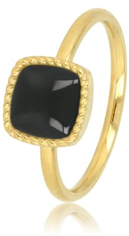 My Bendel - Kleiner Siegelring aus Gold mit Onyx-Edelstein- Stylischer Ringe für Damen mit echter Edelstein - Bleibt schön und Verfärbt nicht - Stapeln Ringe - mit Luxuriösen Geschenkverpackung
