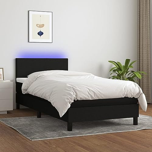 SECOLI Boxspringbett 80x200 mit Matratze, Lattenrost, Kopfteil, Fussteil - Schwarz, Weiß - Modern - 80 x 200 cm