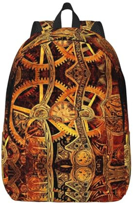 CHANGLEI Cooler Steampunk-Rucksack für Reisen, Laptop, Wandern, lässiger Druck, leicht, waschbar, Polyester-Tasche für Damen und Herren, Schwarz , M