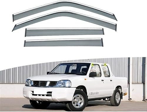 ALaaaaL Seitenfenster Luftabweiser Für Nissan Navara D22 Pickup 2009+,Auto Seitenfenster Visier Schutz Vent Markisen Unterstände Regenschutz Abdeckung Trim