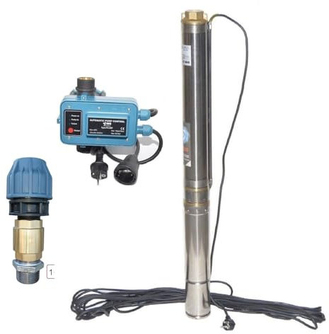 PAG Turbo GmbH - Tiefbrunnenpumpe Brunnenpumpe 3,5 - 4200 l/h - 0,75kW - 7,3b 5% sandresistent + Pumpensteuerung + Anschlussset