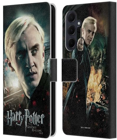 Head Case Designs Offizielle Harry Potter Draco Malfoy Deathly Hallows VIII Leder Brieftaschen Handyhülle Hülle Huelle kompatibel mit Samsung Galaxy A35 5G