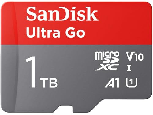 SanDisk Ultra Go Micro SDXC Speicherkarte 1 TB + SD Adapter (Für Android Smartphones und Tablets, bis zu 150 MB/s Lesegeschwindigkeit) A1, Full HD Video, UHS-I, Class 10, U1, Für Amazon