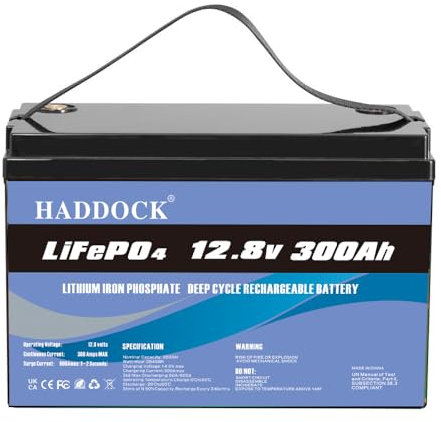 Batteria LiFePO4 da 12,8 V 300 Ah, batteria per il tempo libero al litio ferro fosfato, durata di 5000 cicli, BMS integrato, adatta per sistemi di accumulo solare, golf cart, UPS, camper
