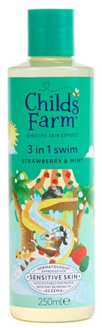 Childs Farm Kids 3 in 1 Swim, Strawberry & Mint - Body Wash, Shampoo & Conditioner | Tear-free | Suitable for Dry, Sensitive Skin, 250ml