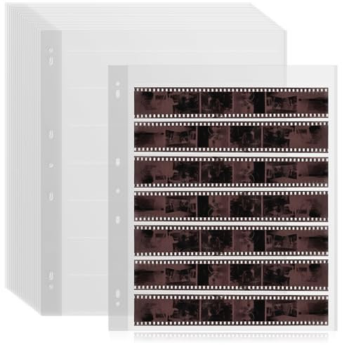 Negativhüllen für Filme, 35 mm, Negativ-Speicheralbum, 35 mm Größe, negative Seiten, hält sieben Streifen von sechs Rahmen, hilft Ihnen, Filme zu sammeln und zu organisieren, 50 Stück