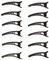 12 pinzas para el pelo de pico de pato color negro liso de cocodrilo de 1.94 pulgadas