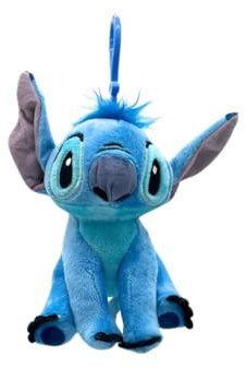 Disney Stitch Kuscheltier Bag Clip 14 cm – Lilo und Stitch Stofftier, Dreaming Stitch Plüschtier, Stitch und Angel Accessoire für Taschen & Schlüssel – Stitch Sachen für Fans (Stitch Blau Sitzend)