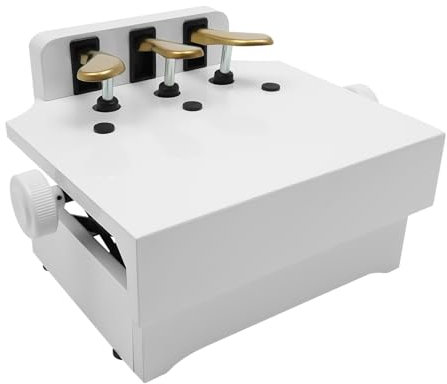 Klavier Pedal Extender Bank, Pedalverlängerung für Kinder, Höhenverstellbar, Pianokeyboard Pedal 14-21cm mit 3 Pedalen (Weiß)